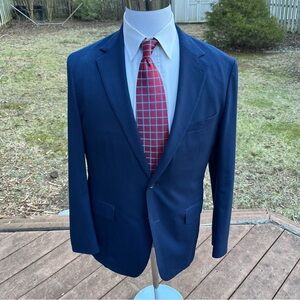 Bonobos Suit 40R Navy 36Wx29 Dual Vent 2Btn Unstructured Unlined Wool Blend